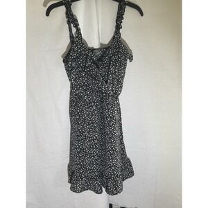 H & M Divided Black Ruffle Strap‎ Floral XXS Mini Summer Dress